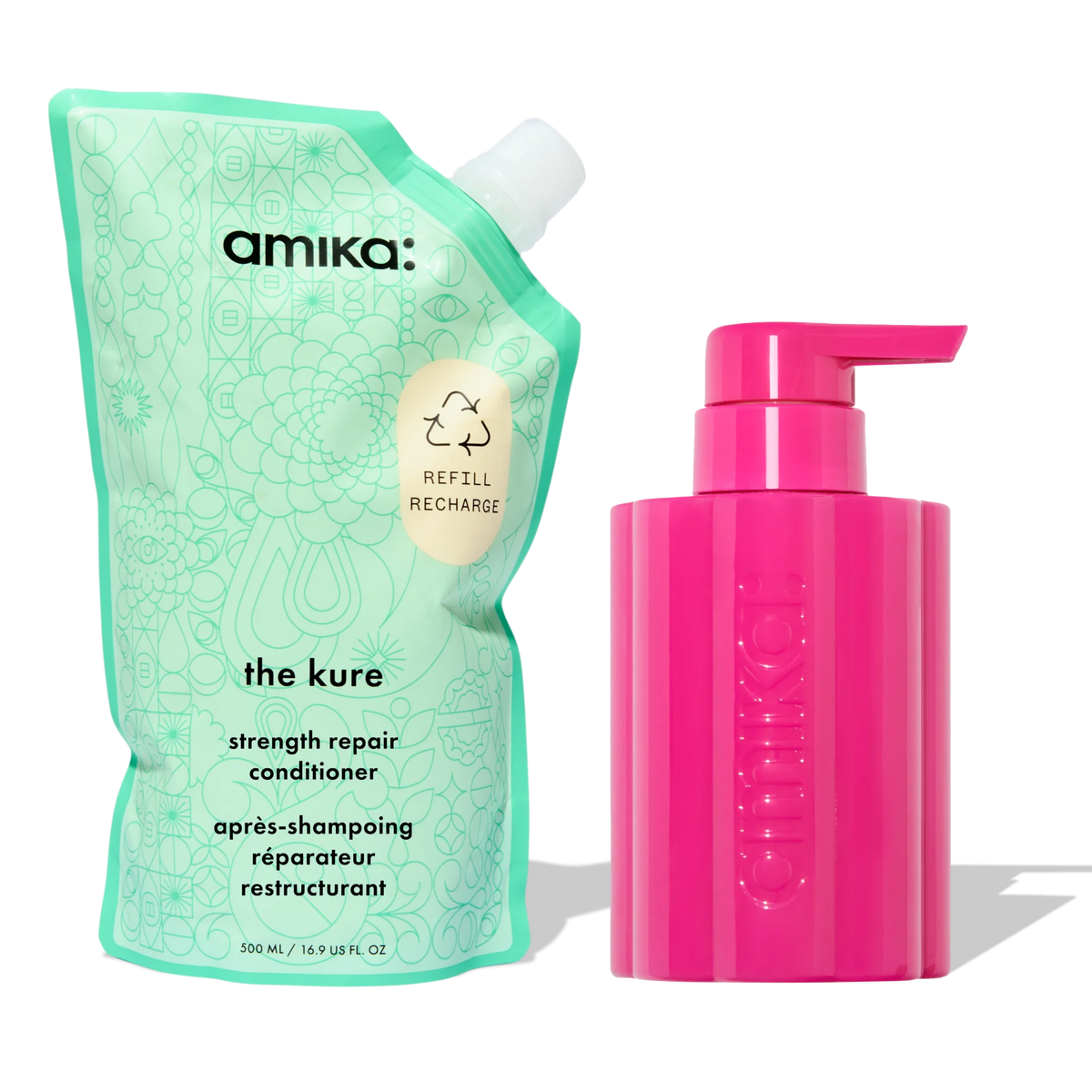 the kure strength repair conditioner | forever friend bottle + pouch duo